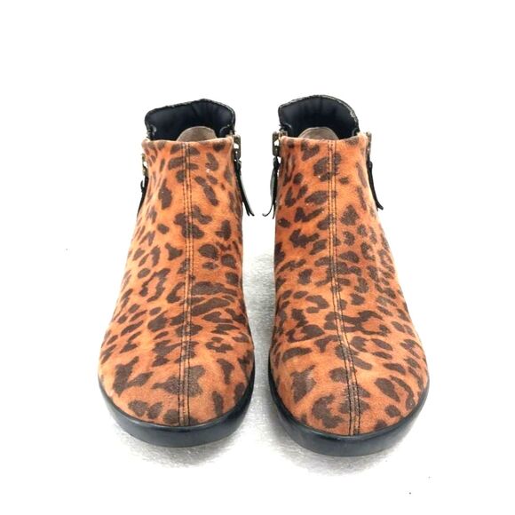 EUC Alegria "SLOAN" Leopard Print Ankle Boot "Booties" Sz 6.5 Brown & Black - Picture 1 of 7